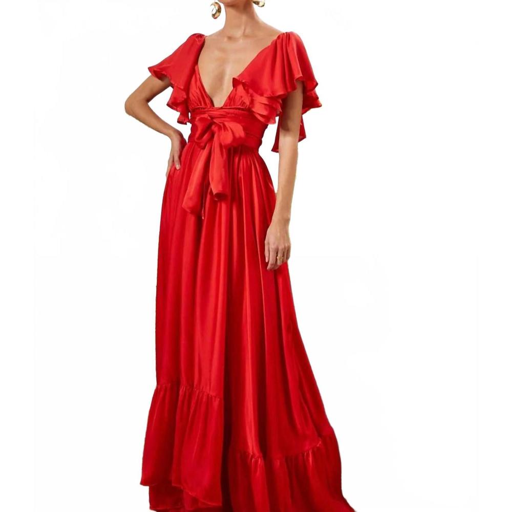 NEW ERIKA PEÑA valeria maxi dress in royal red